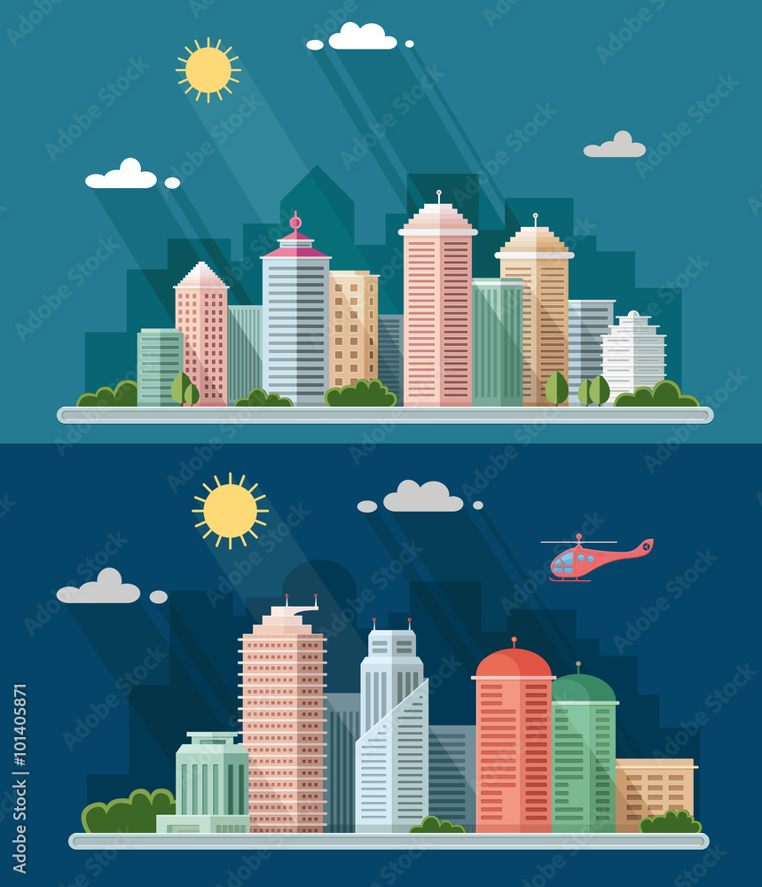 landscape - summer cityscape illustration . city design, a metro