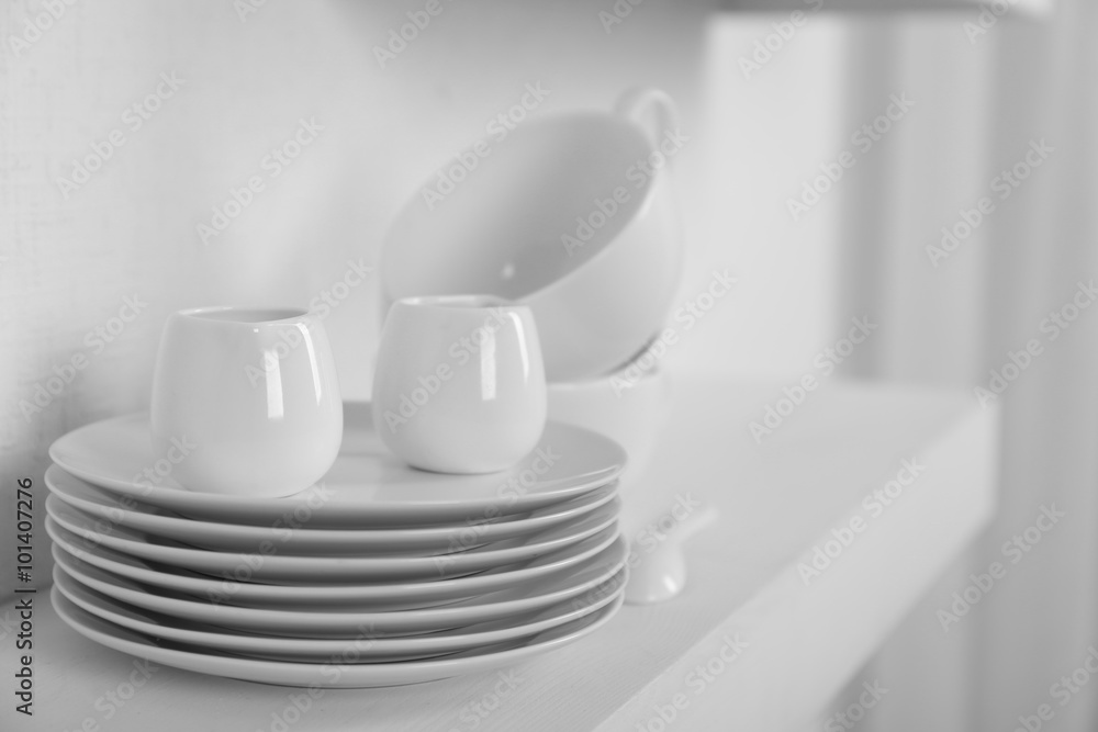 Tableware on a white background, close up Tableware on a white background, close up