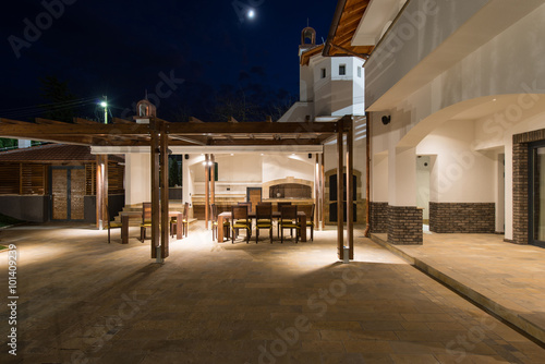 Night scene luxury villa exterior