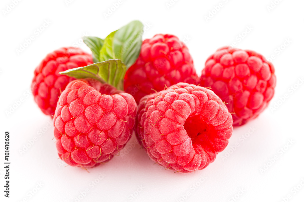 Raspberries with leaves Raspberries with leaves
