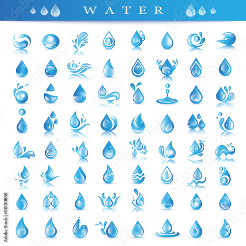 Water And Drop Icons Set - Isolated On Background - Vector Illustration, Graphic Design Editable For Your Design