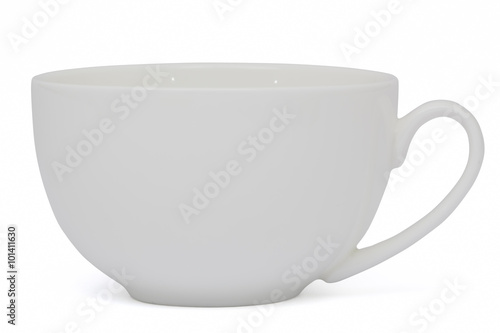 White cup of tea, isolated on white background, with clipping pa