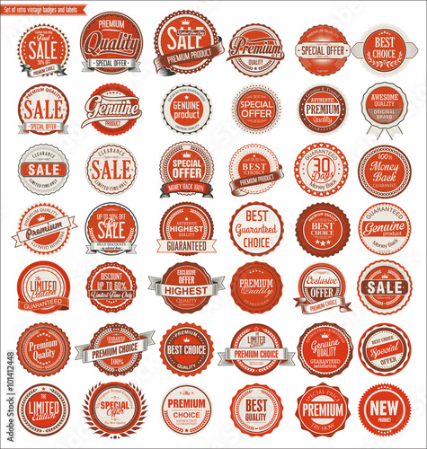 Quality retro vintage badges and labels collection