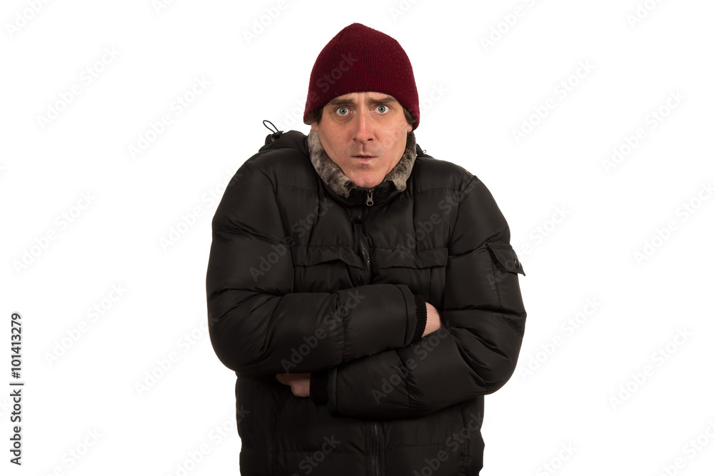 Young man freezing. Young man freezing.