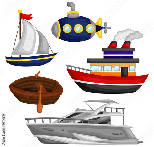 Sea and Water Transportation Vector Set