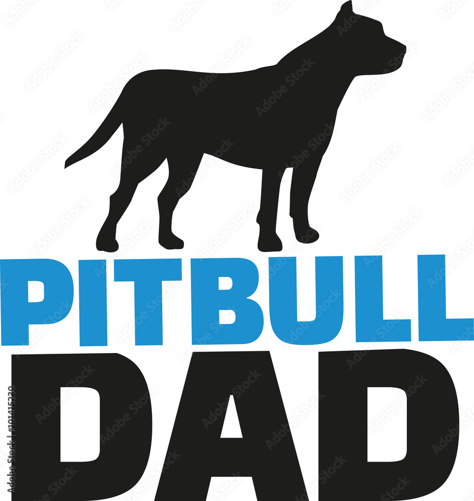 Pit bull dad with dog silhouette Pit bull dad with dog silhouette