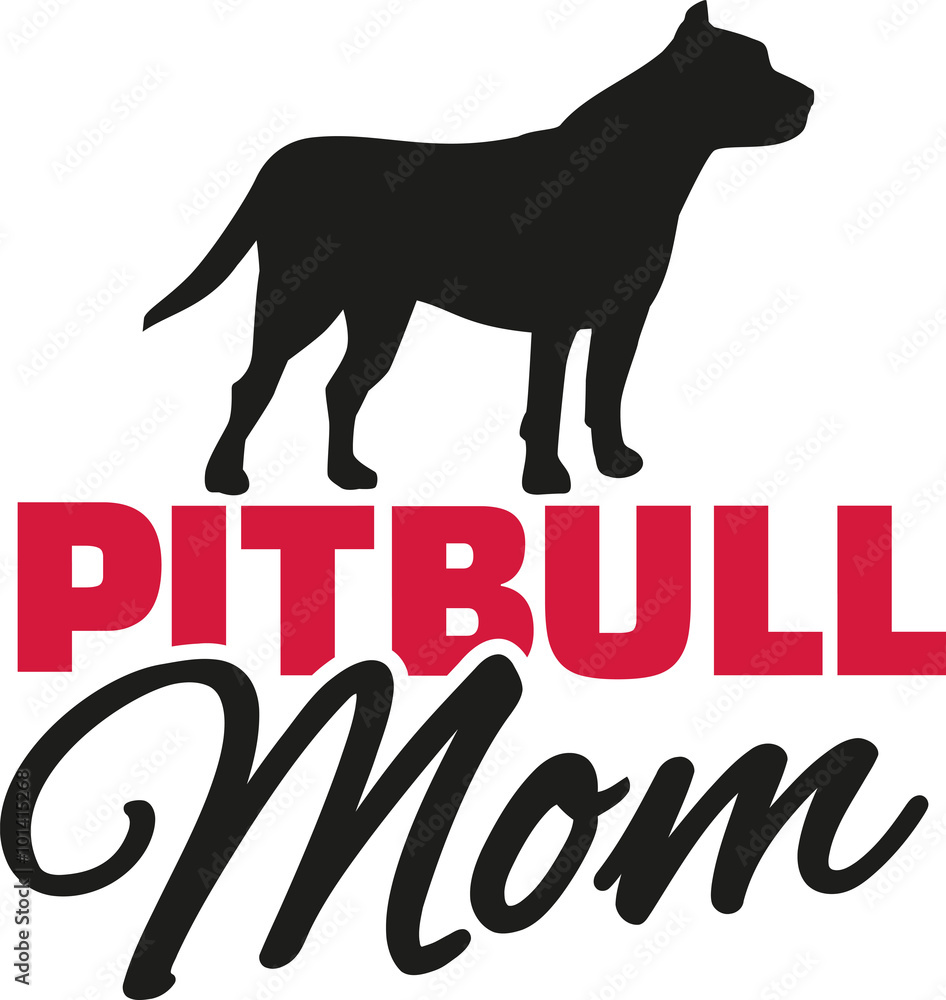 Pit bull Mom with dog silhouette