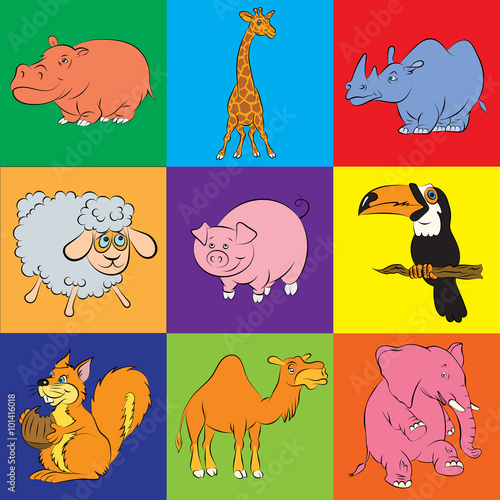Fototapeta Naklejka Na Ścianę i Meble -  illustration of animation  animals for the children's book of riddles  