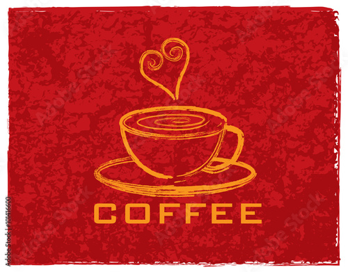 Cup of Coffee with Love on Red Background Illustration