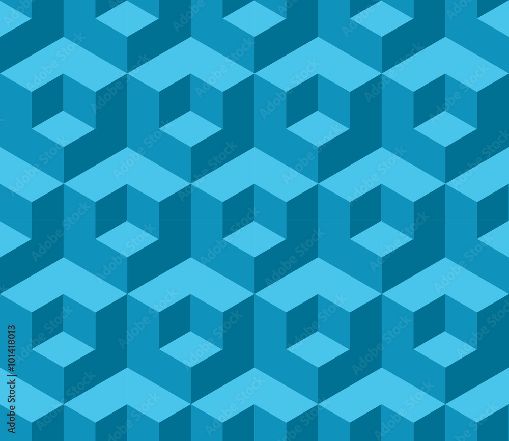 Blue cubic geometric seamless pattern Blue cubic geometric seamless pattern