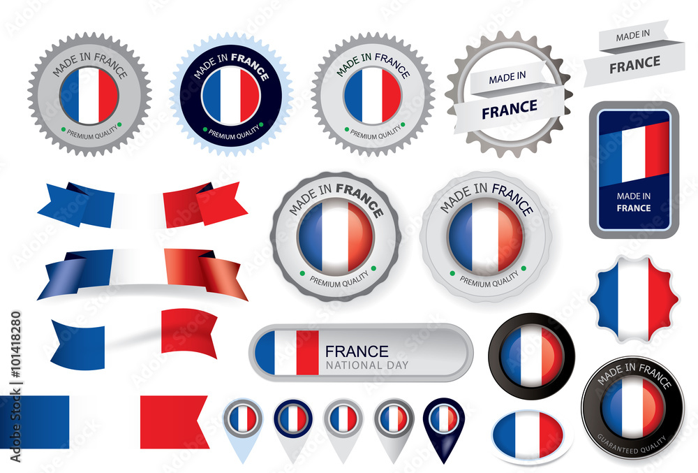 Made in France Seal, French Flag (Vector Art)