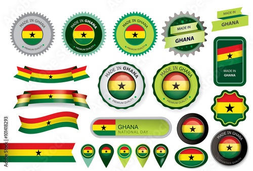 Made in Ghana Seal  Ghanaian Flag  Vector Art 