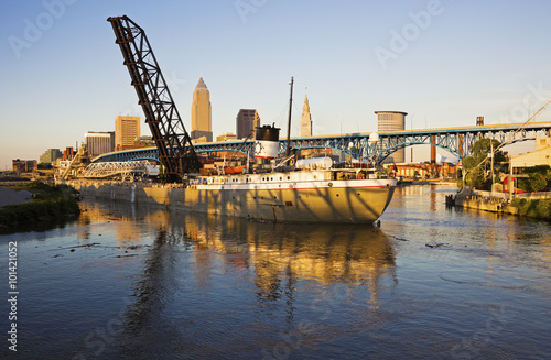 Large ship entering the port of Cleveland