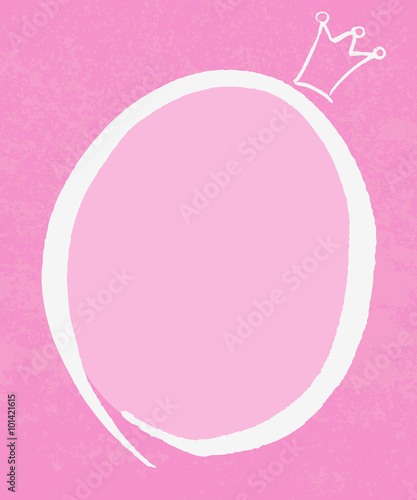 Cute pink color vector frame border illustration. Hand drawn bor photo