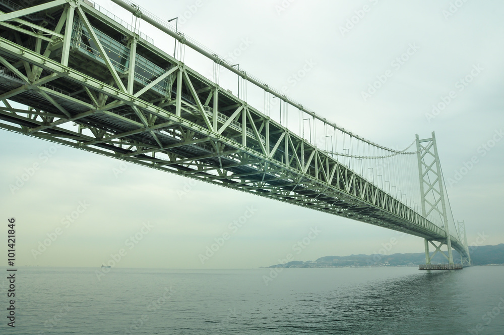 Akashi Kaikyo bridge in Kobe, Japan / Akashi Kaikyo, the longest rope bridge in the world in Kobe, Japan