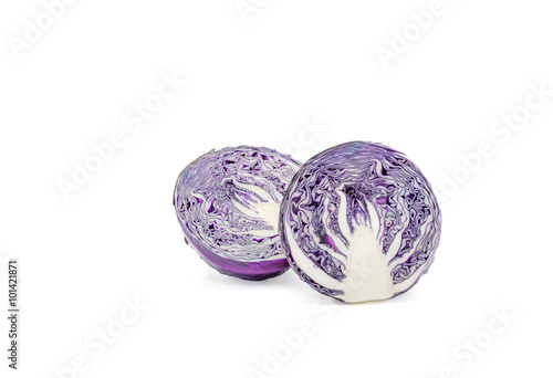 Purple cabbage Clipping Path on a white background .