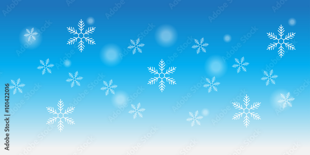 Snowflakes and snow bokeh background, Concept for Christmas or Winter