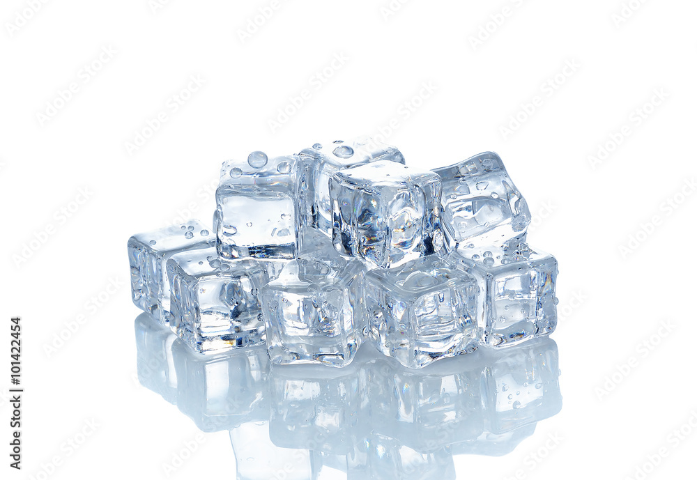 Ice cubes isolated on the white background