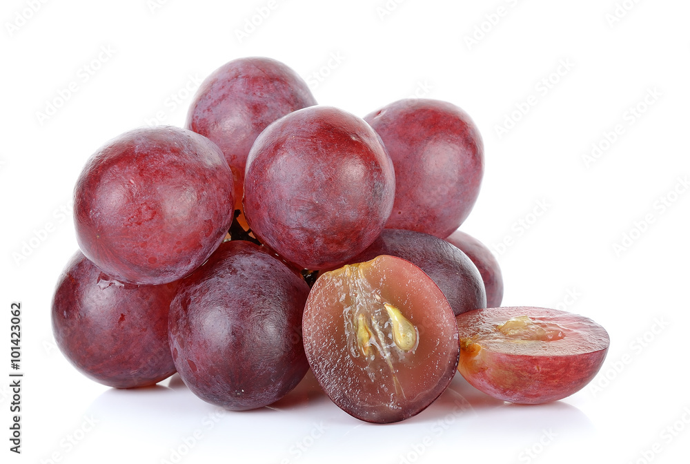 Red grape isolated on the white background