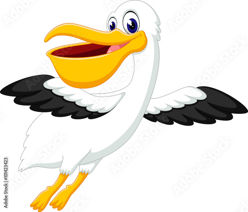 illustration of cute pelican cartoon