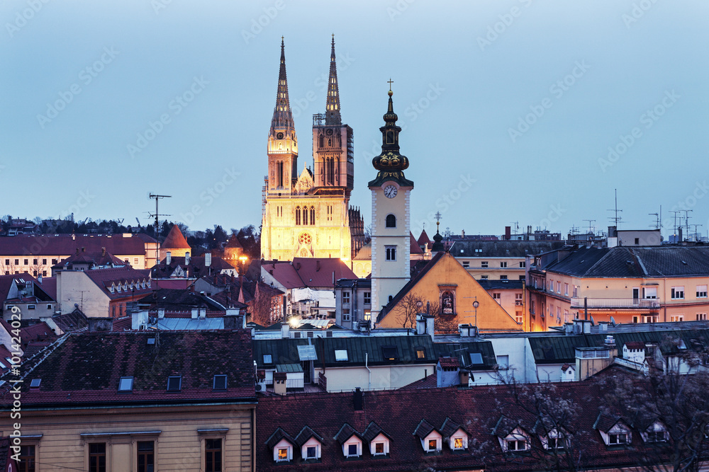 Obraz premium Zagreb Cathedral and St. Mary's Church in Zagreb