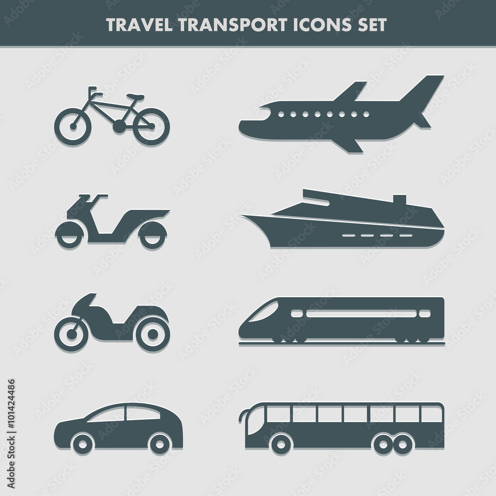 Travel transport icons set