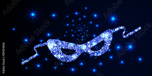 Blue shining carnival mask