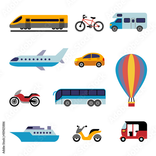 Colorfull flat transport icons