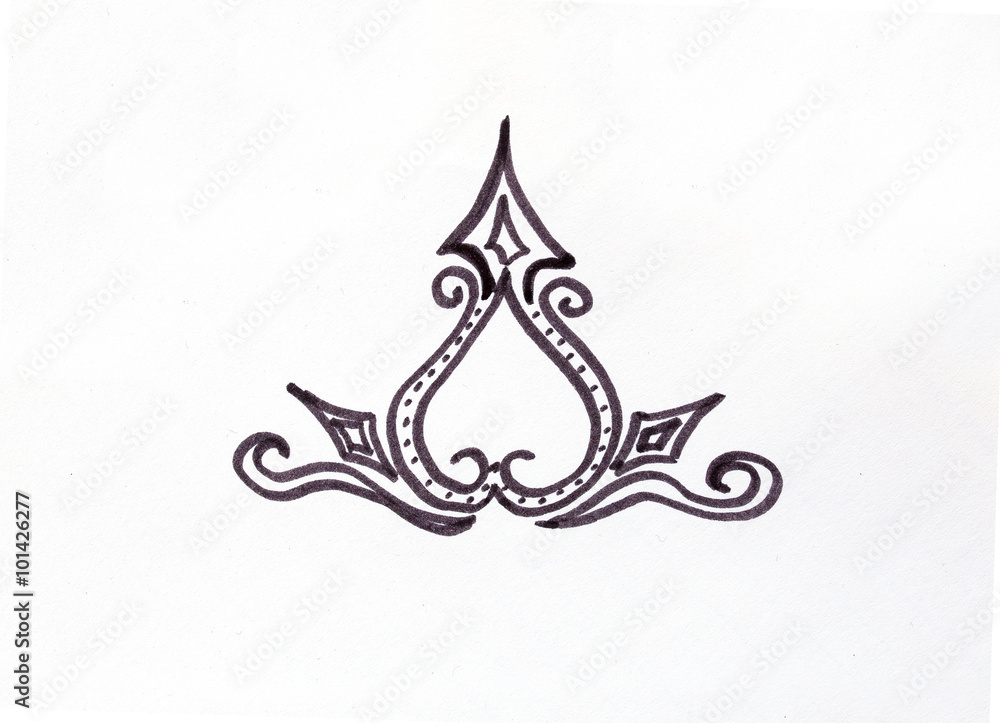 Black ornament on white background, Black and white. Black ornament on white background, Black and white.