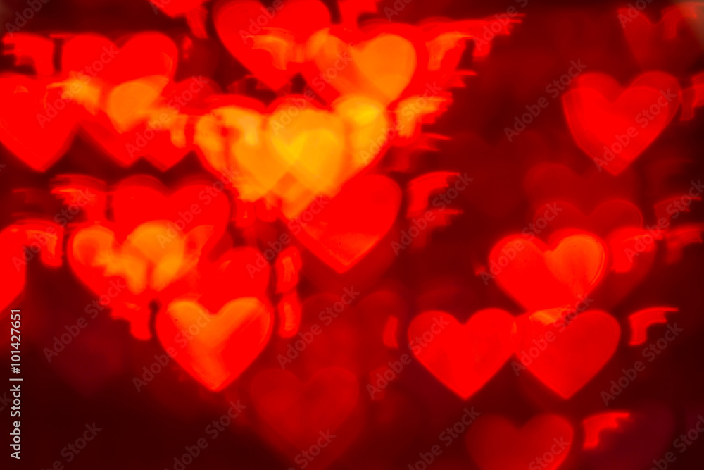 Valentines Day background.red heart bokeh background
