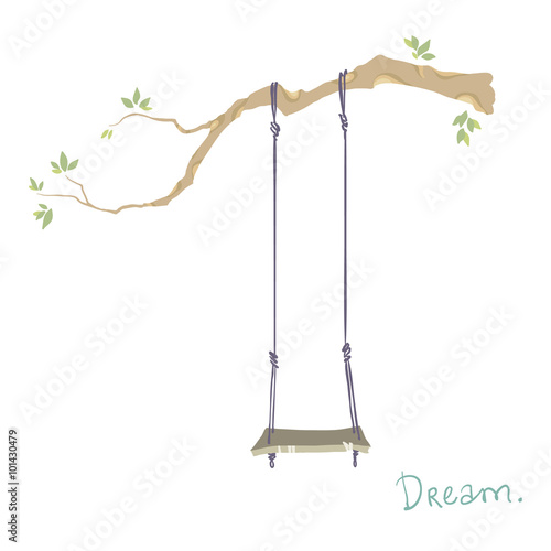 tree with a swing. Vector illustration. photo