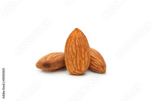 almond nut fruit organic healthy vegan white background