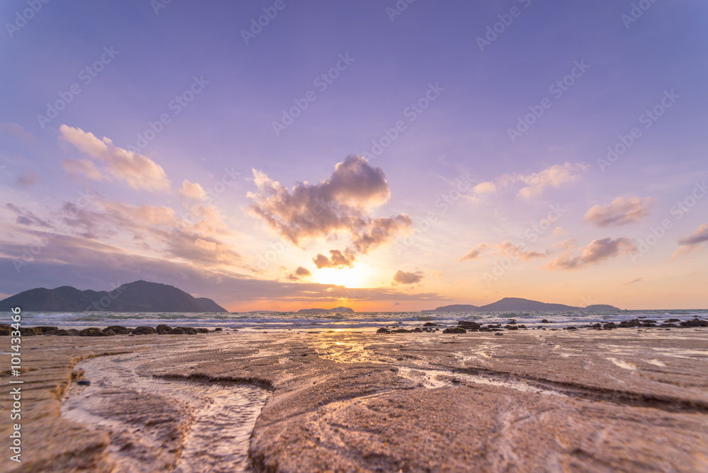 Low tide sunrise from Rawai south  Phuket Thailand