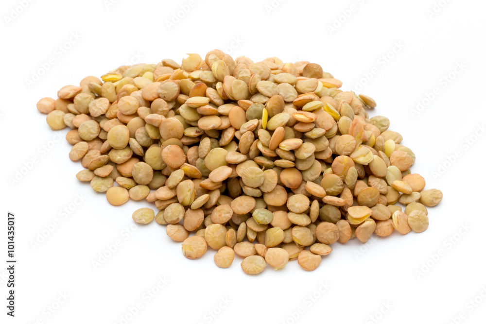 Lentils isolated on white background.Macro shot Lentils isolated on white background.Macro shot