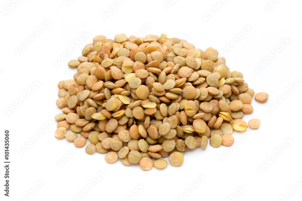 Lentils isolated on white background.Macro shot Lentils isolated on white background.Macro shot