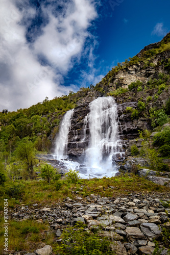 Beautiful Nature Norway natural landscape. Waterfall Norway.