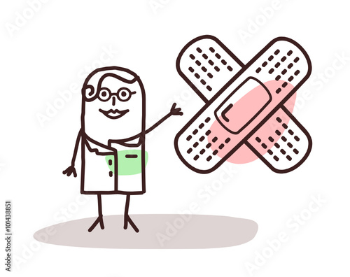 cartoon doctor with bandage