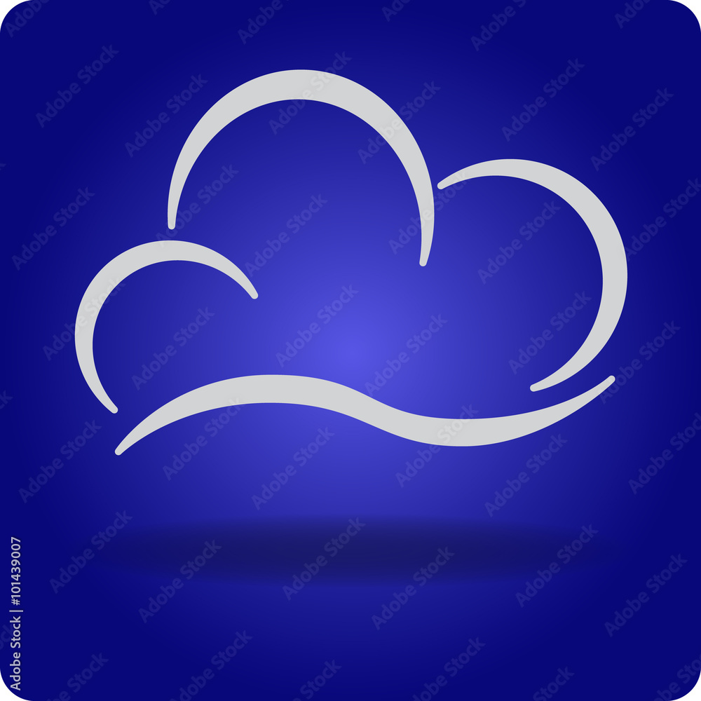 Icon Cloud. File storage. Blue background, shadow. Vector image. Icon Cloud. File storage. Blue background, shadow. Vector image.