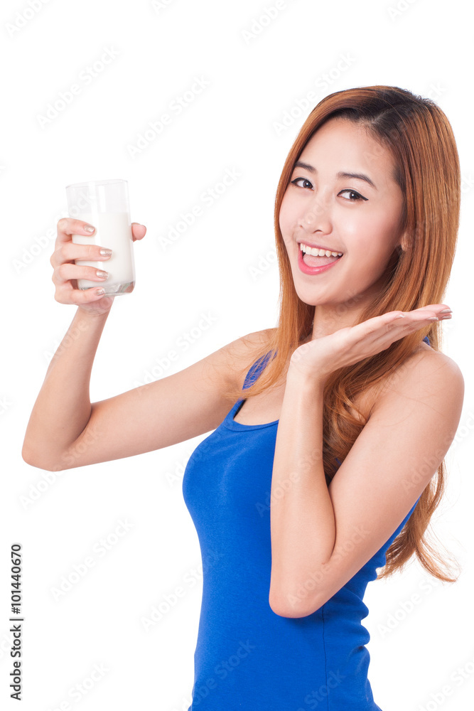 Happy young woman drinking milk Happy young woman drinking milk