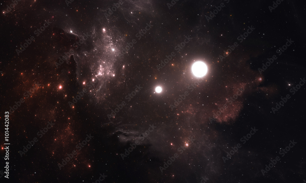 Fototapeta premium Two stars orbit about their common center of mass