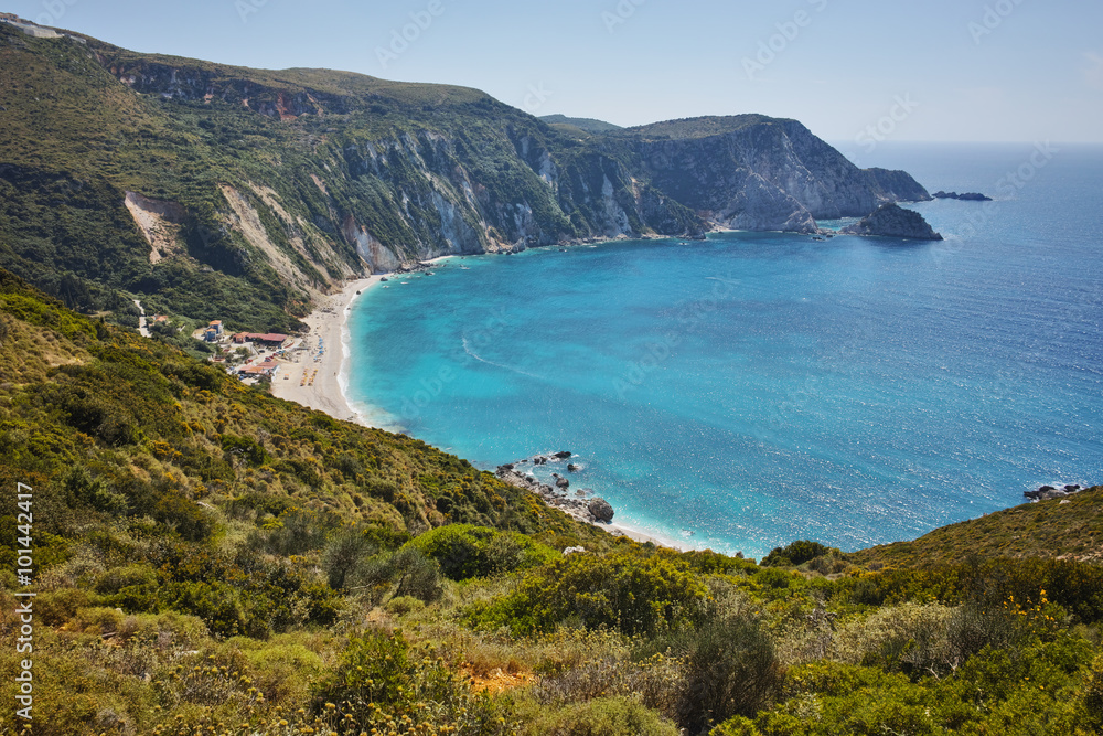 Amazing Paorama of Petani Beach, Kefalonia, Ionian Islands, Greece