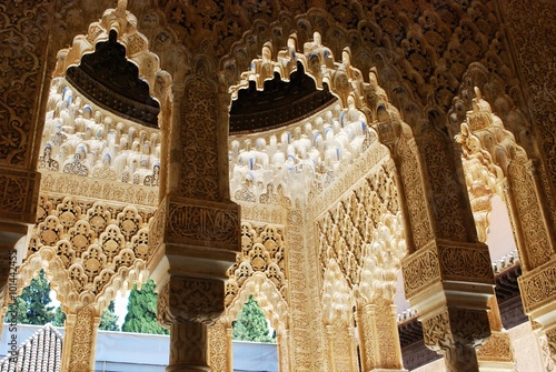 Marble arches, Palace of Alhambra.
