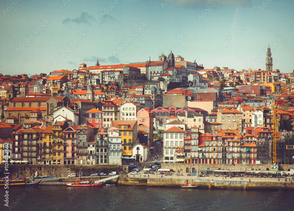 Colorful Porto cityscape from Douro River.