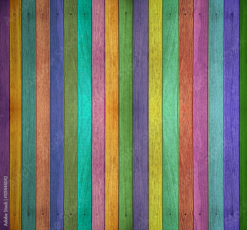 Colorful panorama wooden background.