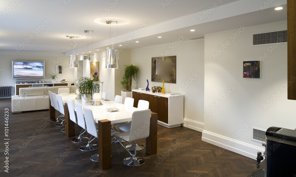 Modern guestroom interior in private house. Studio. Modern guestroom interior in private house. Studio.