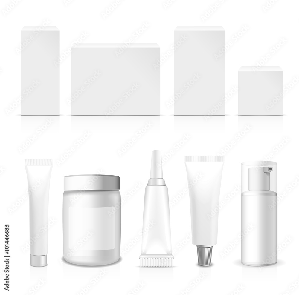 Realistic vector Tubes, Jar And Package. Realistic vector Tubes, Jar And Package.