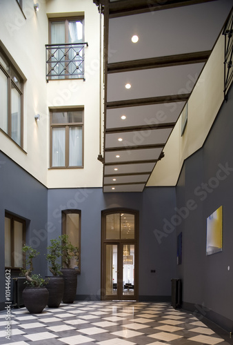 Modern hall interior in private house. Hall,