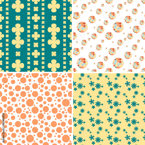 Set of seamless geometric retro patterns