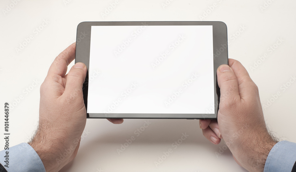 Businessman and tablet device Businessman and tablet device