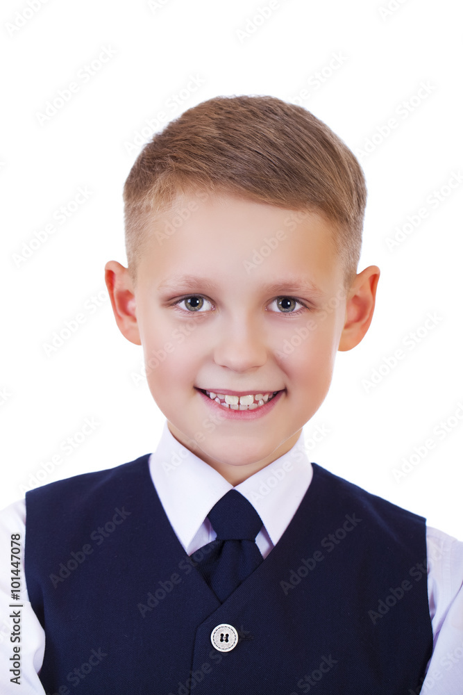 Portrait of a schoolboy isolated on white background Portrait of a schoolboy isolated on white background